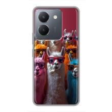 Чехол с принтом стильные животные для Виво У36 (Ламы в очках)