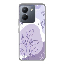 Силиконовый чехол с принтом в цветах на VIVO Y36 (Фиолетовый дизайн)
