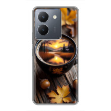 Чехол с уникальным дизайном «Осень с кофе» для VIVO Y36 – Тёмный кофе