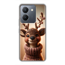 Яскравий чохол для VIVO Y36 з Зимові Оленята – Олень в светрі