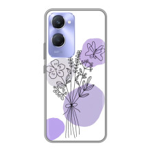 Силконовий чохол з принтом в квітах на Vivo Y36c – Фіолетовий букет