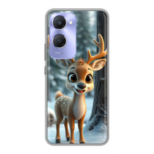 Яркий чехол для Vivo Y36c с Зимними Оленятами – Оленёнок в лесу
