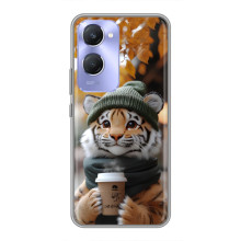 Друкований чохол 'Звірята з кавою' для Vivo Y36c – Тигр з кавою