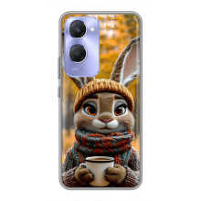 Друкований чохол 'Звірята з кавою' для Vivo Y36c – Зайчик з кавою