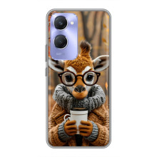 Друкований чохол 'Звірята з кавою' для Vivo Y36c – Жираф з кавою