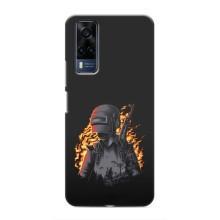 Силиконовый чехол с картинкой "Герой Pubg" на Vivo Y51 (2020) – В огне