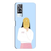 Силиконовый Чехол на Vivo Y51 (2020) с картинкой Стильных Девушек – Желтая кепка