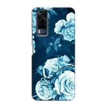 Чехлы (ART) Цветы на VIVO Y53S (VPrint) (Голубые Бутоны)