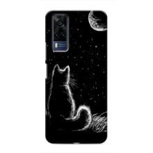 Чохол з принтом для VIVO Y53S (AlphaPrint) Модні коти (Котик і місяць)