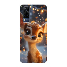 Яркий чехол для VIVO Y53S с Зимними Оленятами – Оленёнок среди гирлянд