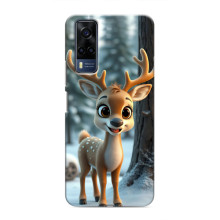 Яркий чехол для VIVO Y53S с Зимними Оленятами – Оленёнок в лесу