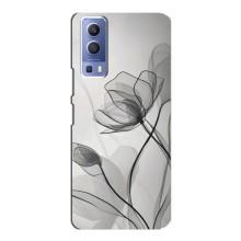 Чохол з квітковим принтом на ВіВО Y72 (Чорні квіти)