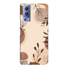 Чохол з квітковим принтом на ВіВО Y72 (Коричневі квіти)