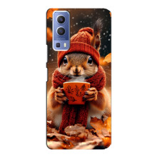 Друкований чохол 'Звірята з кавою' для Vivo Y72 – Білка з кавою