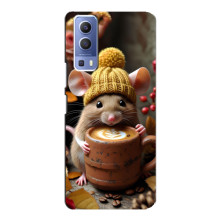 Друкований чохол 'Звірята з кавою' для Vivo Y72 – Мишка з кавою