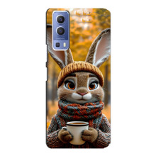 Друкований чохол 'Звірята з кавою' для Vivo Y72 – Зайчик з кавою