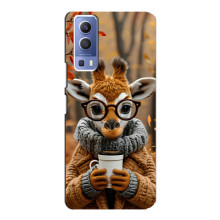 Друкований чохол 'Звірята з кавою' для Vivo Y72 – Жираф з кавою
