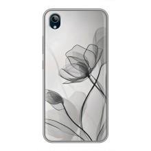 Чехол с цветочным принтом на Виво у91с (Черные цветы)