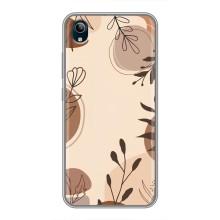 Чехол с цветочным принтом на Виво у91с (Коричневые цветы)