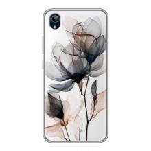 Чехол с цветочным принтом на Виво у91с (Цветы на белом)