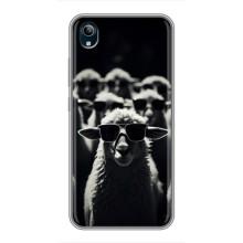 Чехол с принтом стильные животные для Виво у91с – Овечка в очках