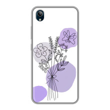 Силиконовый чехол с принтом в цветах на ViVO Y91C – Фиолетовый букет