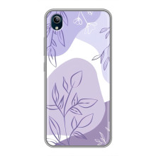 Силиконовый чехол с принтом в цветах на ViVO Y91C – Фиолетовый дизайн