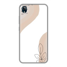 Силиконовый чехол с принтом в цветах на ViVO Y91C – Нюдовый дизайн