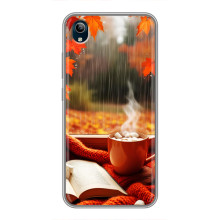 Чехол с уникальным дизайном «Осень с кофе» для ViVO Y91C – Кофе и дождь