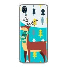 Силиконовый бампер с картинкой животных для ViVO Y91C (Олень с шарфом)