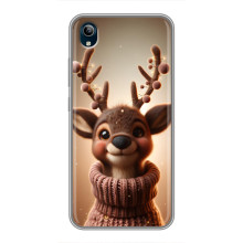 Яркий чехол для ViVO Y91C с Зимними Оленятами – Олень в свитере