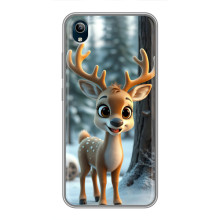 Яркий чехол для ViVO Y91C с Зимними Оленятами – Оленёнок в лесу