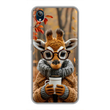 Печатный чехол «Зверята с кофе» для ViVO Y91C – Жираф с кофе