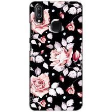 Чехлы с Цветами для ViVO Y93 Lite (VPrint) (Цветочки на черном)