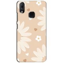 Чехол с цветочным принтом на Виво у93 Лайт (Бежевые цветы)