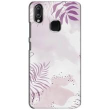 Чехол с цветочным принтом на Виво у93 Лайт (Фиолетовые листья)