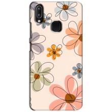 Чехол с цветочным принтом на Виво у93 Лайт (Разноцветные цветы)