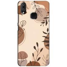 Чехол с цветочным принтом на Виво у93 Лайт (Коричневые цветы)
