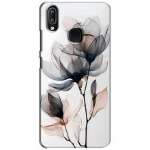 Чехол с цветочным принтом на Виво у93 Лайт (Цветы на белом)