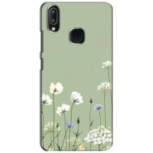Чехол с цветочным принтом на Виво у93 Лайт (Цветы на зеленом)