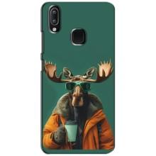 Чехол с принтом стильные животные для Виво у93 Лайт – Лось с кофе