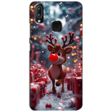 Яркий чехол для ViVO Y93 Lite с Зимними Оленятами – Олень среди подарков