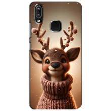 Яркий чехол для ViVO Y93 Lite с Зимними Оленятами – Олень в свитере