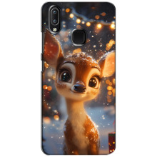 Яркий чехол для ViVO Y93 Lite с Зимними Оленятами – Оленёнок среди гирлянд