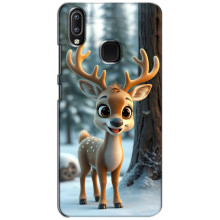 Яркий чехол для ViVO Y93 Lite с Зимними Оленятами – Оленёнок в лесу