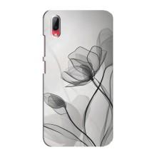 Чехол с цветочным принтом на Виво у93 / у93с – Черные цветы