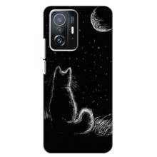 Чехол с принтом для Xiaomi 11T / 11T Pro (AlphaPrint) Модные коты – Котик и луна