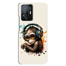 Чехол с Обезьянами Xiaomi 11T / 11T Pro - (AlphaPrint) (Макака в наушниках)