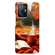 Чехол с уникальным дизайном «Осень с кофе» для Xiaomi 11T / 11T Pro – Кофе и дождь