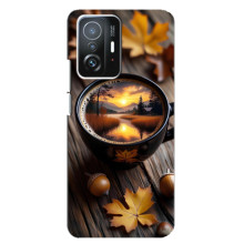 Чехол с уникальным дизайном «Осень с кофе» для Xiaomi 11T / 11T Pro – Тёмный кофе